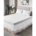thumbnail image 4 of Spring Floral Wrap Around Bed Skirts for California King Bed 18" Drop,Bed Skirt with Adjustable Elastic Belt Dust Ruffle Bed Valance for Bedroom Hotel Summer Birds Botanical Fence Bed Frame Cover, 4 of 7