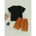 thumbnail image 4 of Arvbitana Baby Boys Sportswear Outfits Letter Print Short Sleeve T-shirt + Solid Color Drawstring Shorts Summer Casual Set 2Pcs 0-24M, 4 of 9