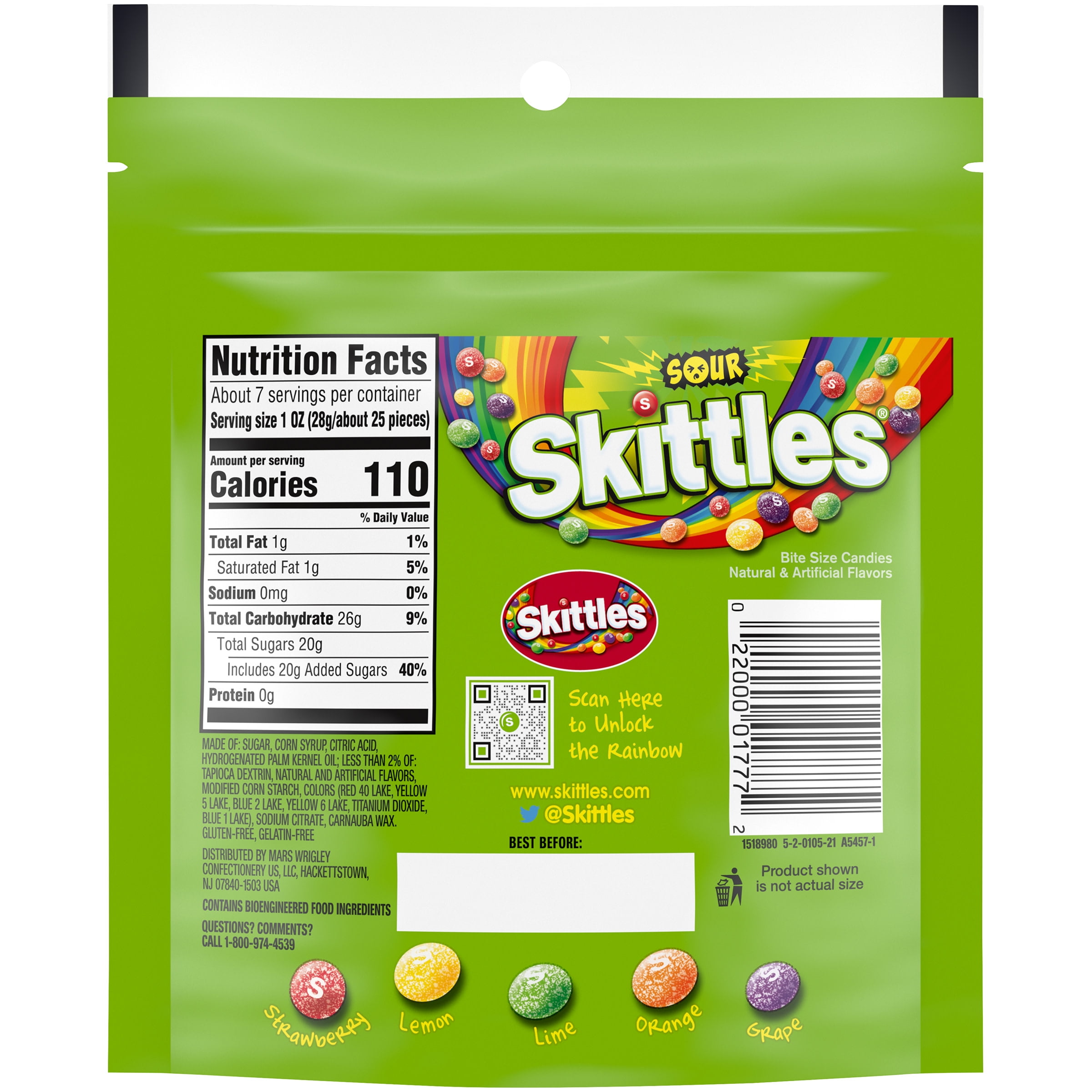Skittles Nutrition Facts Label