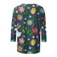 thumbnail image 4 of Birdeem Mode Femme Manches Courtes Col Rond Rétro Imprimé Haut Ample Blouse Manches Trois-Quarts, 4 of 5