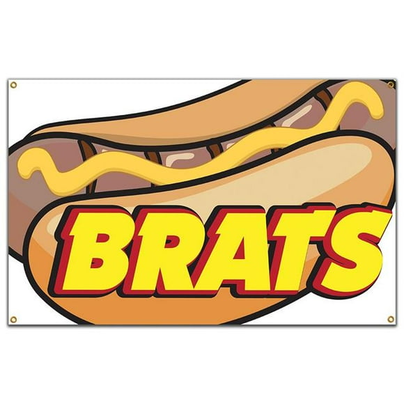 SignMission B-60 Brats19 60 in. Brats Banner with Concession Stand Food Truck Single Sided