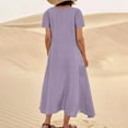 thumbnail image 6 of Sakmal Womens Dresses Long Purple Shift Dresses Short Sleeve Pocket Casual Skirts for Women Trendy, 6 of 6