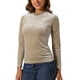 thumbnail image 4 of INSPIRAR CHIC Blusas de terciopelo de manga larga con estampado de estrellas para mujer S Beige, 4 of 5