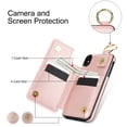 thumbnail image 2 of Allytech Wallet Case for iPhone XS Max, Card Holder & Zipper Pocket, Finger Grip Ring, Screen & Camera Protection, Luxury PU Leather Kickstand Double Buttons Flip Shockproof Case - Rosegold, 2 of 7
