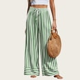thumbnail image 2 of VV AVEORS Women'S Palazzo Pants 2026 Summer Striped Satin Wide Leg High Waisted Flowy Casual Lounge Sweatpants Pockets Green S, 2 of 8