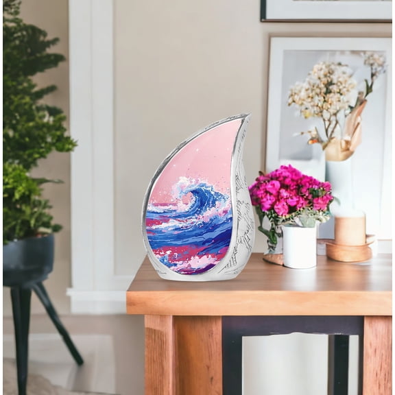 Ocean Wave Embrace Large Decorative Urns For Human Ashes Adult Dad & Mom - Human Cremation Urns For Ashes - Combo 1 Large 1 Keepsake
