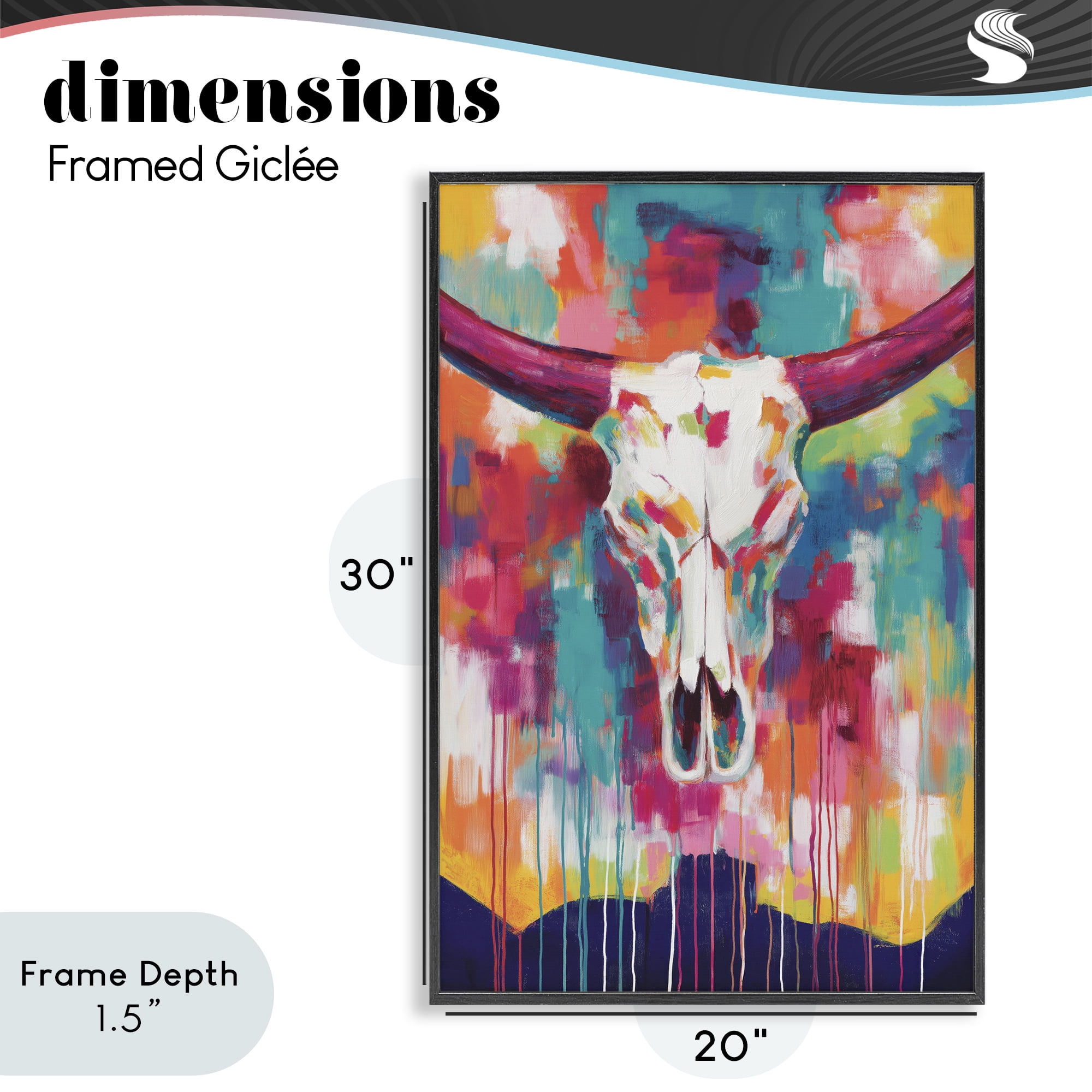 Stupell Industries Spirit Of The West Skull Black Framed Giclee Art, design by Chromatic Storm Studio