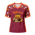 thumbnail image 5 of Yuncity Women Halloween Shirts Pumpkin Graphic Print V Neck Tees Summer Fall Baseball Short Sleeve T-Shirts Casual Loose Fashion Tops Size L, 5 of 5