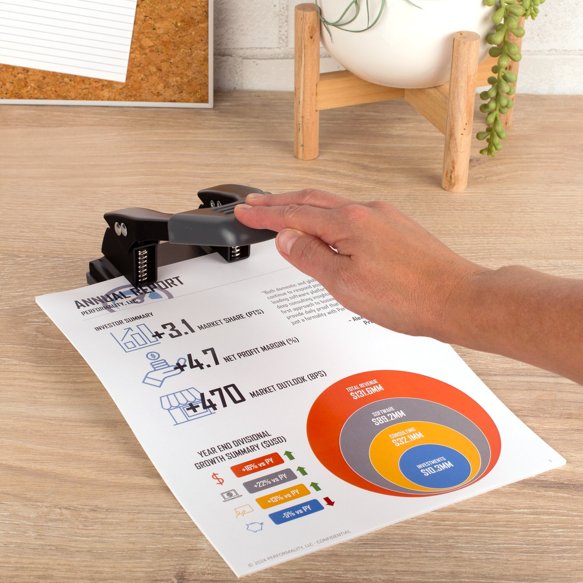 Swingline Comfort Handle 2-Hole Punch, 50% Easier, 1/4" Hole Size, 28 Sheets