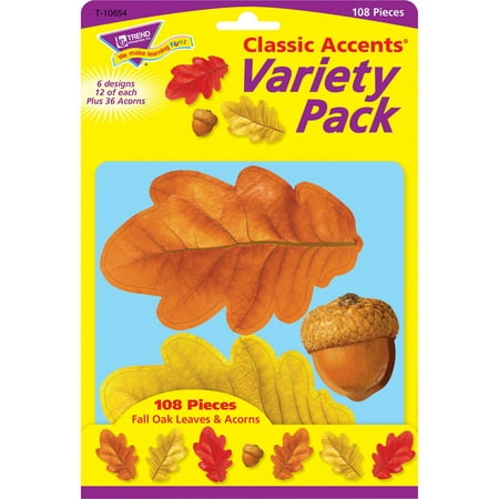 UPC: 0078628106541 | Trend TEP10654 Fall Oak Leaves/Acorn Accents Variety Pack 108 / Pack Multicolor