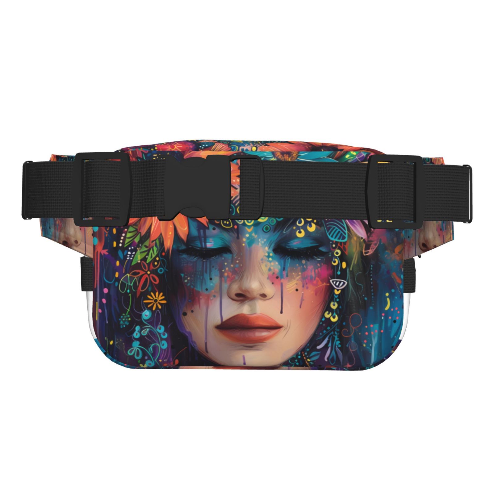 Hirioo Bohemian Colorful Flower Woman for Double Layer Waist Bag Adjustable Fanny Pack For Travel Running Hiking