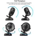 thumbnail image 2 of Mini ventilador USB, ventilador de mesa con clip silencioso y batería recargable, 3 niveles de velocidad, 360 velocidades ajustables giratorias para dormitorio, oficina, cochecito, camping, 2 of 3
