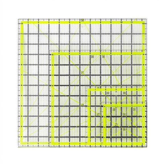 New Arrivals 4 PCS Square Quilting Fabric Cutting Ruler with Non Slip Rings