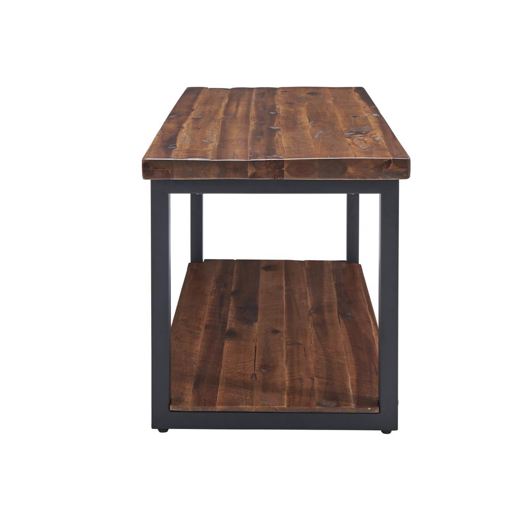 Alaterre Claremont 40" Rustic Wood Bench with Low Shelf