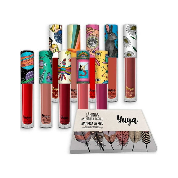 Paquete de 10 Labiales Yuya con Laminitas Anti Brillo