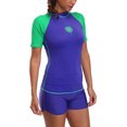 thumbnail image 3 of Women's Rashguard Colorblock Swim Shirt Athletic Swimsuit Top, 3 of 5