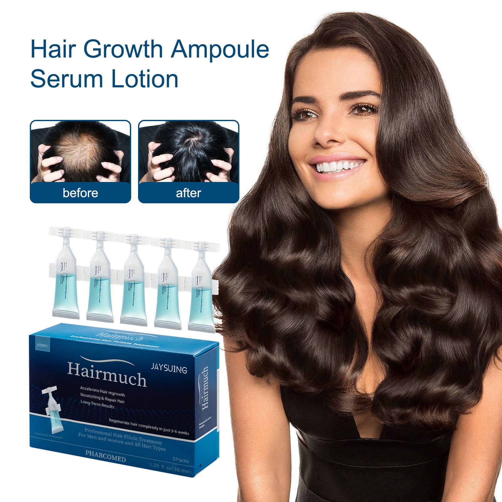 Hairmuch Hair Growth Ampoule Serum Lotion, Hair Growth Serum Oil Biotin for  Men Women, Hair Regrowth Serum Treatment for Scalp Hair Loss Hair Thinning  