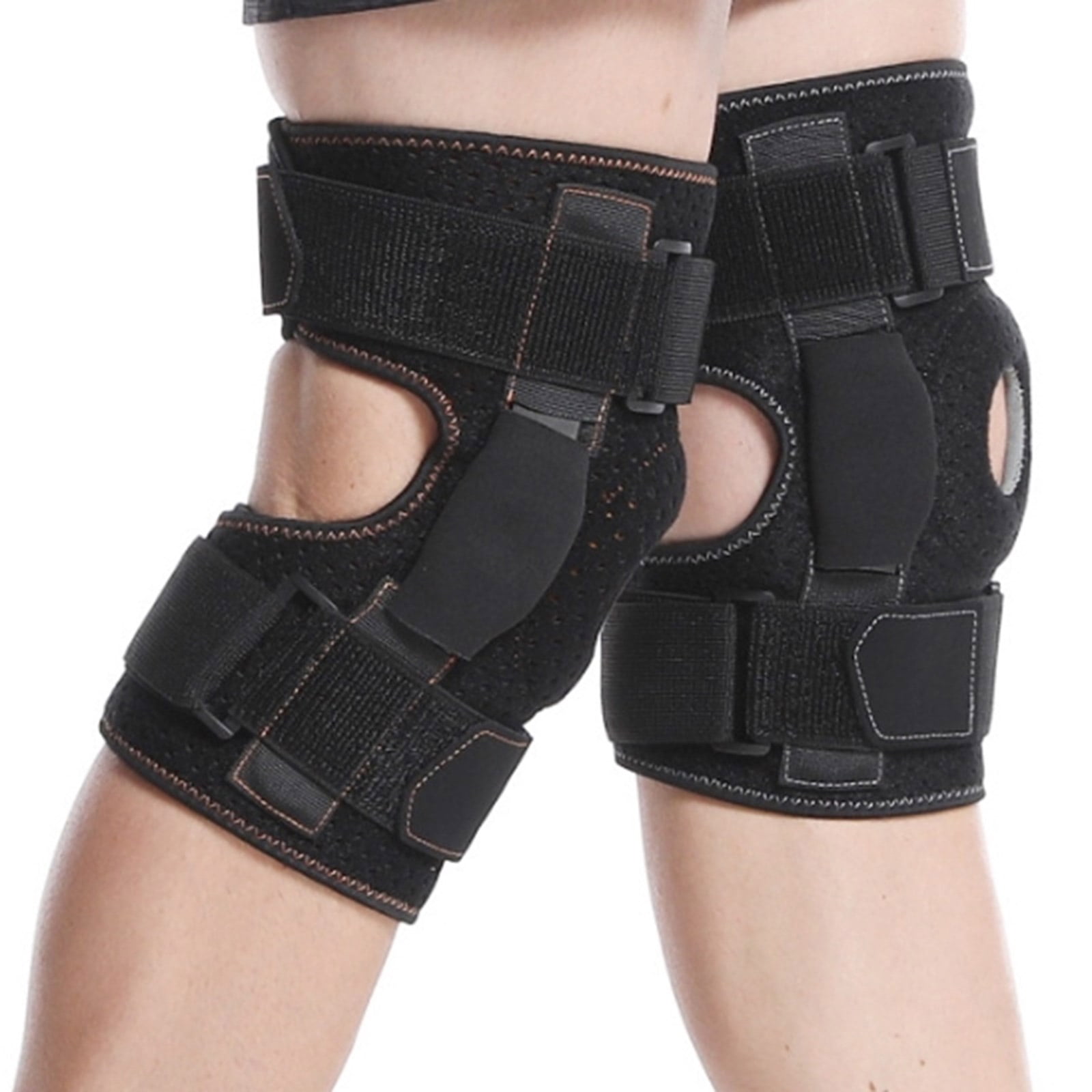 Knee Brace with Metal Hinges and Side Stabilizers for Men Women Sport Adjustable Knee Support Brace for Injury Recovery