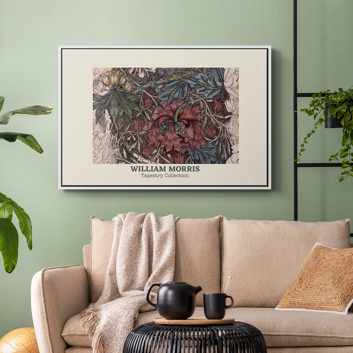 Vintage Abstract Print-XL Framed in White Wood Gallery Wrapped Canvas 25 in. x 37 in.