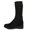 Black, variant on Womens Mid Calf Boots Round Toe Wedge Lug Sole Cable Knit Upper Stretch Pull On Warm Casual Fall Winter Boots Brown Size 6.5