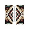 thumbnail image 2 of Sheer Curtains 63 Inches Long, Boho Brown Teal Red Light Filtering Window Curtains for Living Room, Southwestern Geometric Art Vintage Rod Pocket Voile Sheer Curtain Drapes, 52"W x 63"L, 2 Panels, 2 of 8