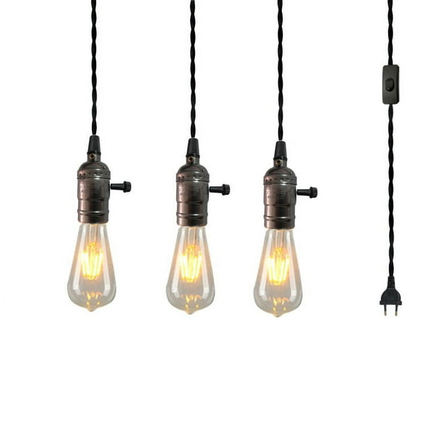 Lámpara de araña de estilo industrial retro, personalidad creativa, multicabezal, una para tres, estilo europeo, lámpara de cafetería/restaurante, línea de enchufe, lámpara de araña pequeña (sin fuent