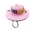 thumbnail image 4 of Pet Flower Straw Hat, Pet Flower Straw Hat, Sun Cap Accessories for Small Dogs and Cats, Cute Woven Straw Hat Costume Accessory, 4 of 8