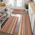 thumbnail image 2 of Brown Geometric Striped Pattern Kitchen Rugs Sets Of 3,Kitchen Runner Rugs Non Skid Washable,Decorative Kitchen Floor Mats for Kitchen,Sink,Laundry,17"x30"+ 17"x47" + 17"x59", 2 of 6