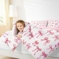thumbnail image 4 of Feelyou Fashion Pink Bowknot Queen Comforter Set, Kawaii Bow-tie Butterfly Bedding Sets, Teens Kids Girls Women Reversible Bedding Comforter Set, Microfiber Bedroom Decor, 3-Piece, 4 of 8