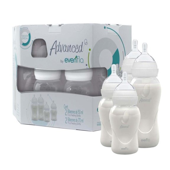 Biberón Advanced by Evenflo Set Bold Flujo Lento 5 oz y Flujo Medio 9 oz