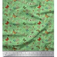 thumbnail image 1 of Soimoi Green Cotton Cambric Fabric Flower & Butterfly Printed Fabric 1 Yard 56 Inch Wide, 1 of 3