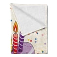 thumbnail image 2 of Birthday Soft Flannel Fleece Blanket, Creamy Cake Illustration with Candles Retro Style Polka Dots Stars Striped Design, Cozy Plush for Indoor and Outdoor Use, 70" x 90", Multicolor, by Ambesonne, 2 of 5