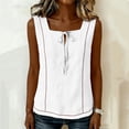 thumbnail image 6 of Pounoo Tank Tops for Women Square Neck Sleeveless Tie Front Plain Detail Loose Fit Tshirts Casual Daily Lightweight Camisoles, 6 of 7