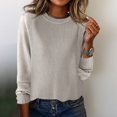 thumbnail image 3 of Women's Fashion Casual Solid Color Round Neck Split Hem Raglan Sleeve Long Sleeve Sweater, Comfortable and Chic, Great for Everyday Wear and Seasonal Activities,Camel,2XL, 3 of 5