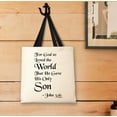 thumbnail image 3 of ThisWear Religious Easter Decorations John 3:16 Scripture Verse Easter Gifts for Women Black Handle Canvas Tote Bag, 3 of 3