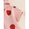 thumbnail image 6 of Musuos Little Girls Beach Swim Cover Up 1-5 Years Strawberry/Floral Print Zip Up Short Sleeve Hooded Waffle Bathing Suit Wraps, 6 of 9