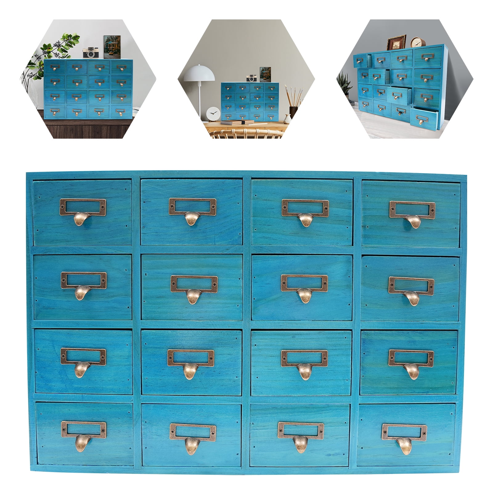 16 Drawers Apothecary Cabinet, Apothecary Chests and Cabinets, Herb Storage Box, Wooden Desk Drawer Organizer