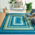 thumbnail image 3 of SAFAVIEH Braided Fechin Bordered Machine Washable Reversible Area Rug, Aqua/Green, 8' x 10', 3 of 13