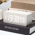 thumbnail image 4 of 15W Wooden Wireless Charging Clock Home Decor Temperature Humidity Display LED Luminous Fast Charging for Home Office Bedroom Nightstand Desktop Indoor Daily Use Living Room Tabletop Decors, 4 of 5