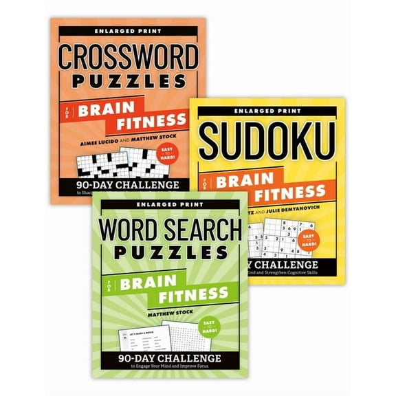 Brain Fitness Puzzle Games Brain Fitness Puzzle Games Variety Pack: Enlarged Print Sudoku, Crosswords, Word Search, (Paperback)
