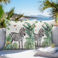 thumbnail image 2 of Outdoor Waterproof Pillow Covers Pack of 2, Summer Animal Watercolor Black Zebra Palm Leaf Texture Decorative Throw Pillowcases Cushion Covers for Garden Patio Tent Sofa Couch, 16x16 inch, 2 of 8