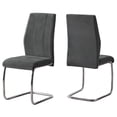 thumbnail image 2 of Two 77.5" Dark Grey Velvet Chrome Metal and Foam Dining Chairs, 2 of 5