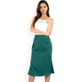 thumbnail image 6 of Women's Satin Midi Skirt With A-Line Silhouette And Elastic Waistband- Green,X Large, 6 of 7