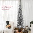 thumbnail image 3 of 7.5ft Black Flocked Pencil Christmas Tree with Realistic Tips | Slim Holiday Decor for Living Room & Entryway | Metal Stand Included, 3 of 7