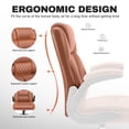 thumbnail image 5 of COOLHUT Office Chair, Executive Leather Chair Home Office Desk Chairs, Computer Chair with Adjustable Flip-up Padded Arms, Lumbar Support Swivel Desk Chair with Adjustable Hight and Tilt, Brown, 5 of 11