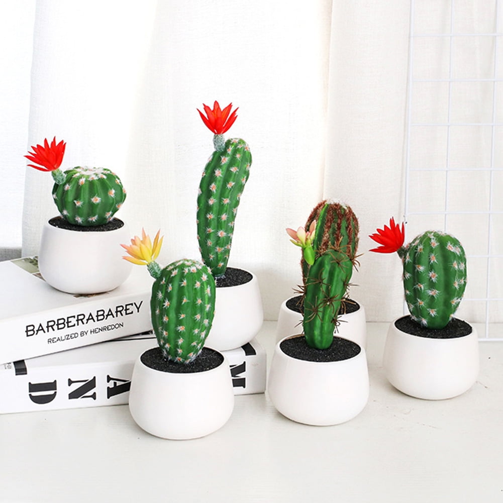 Details about   Indoor Home Decorative Display Artificial Fake Cactus Flower Plant In Grey Pot
