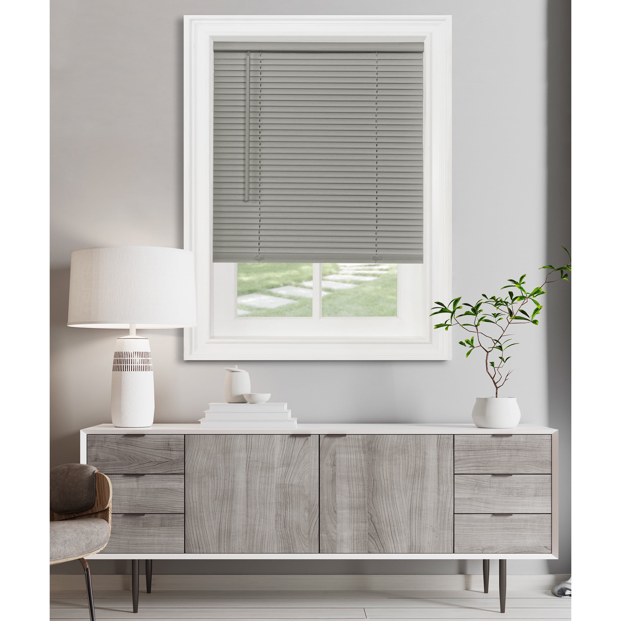 Achim GII Morningstar Cordless Vinyl Light Filtering Window Mini Blind, 30" W x 72" L, Grey