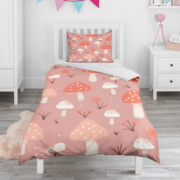 Pahhjsa Pink Mushroom Single Child Quilt Covers