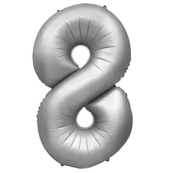 32 inch Number 8 - Metal Balloons - Silver Foil Mylar Balloon - Party Supplies Decorations