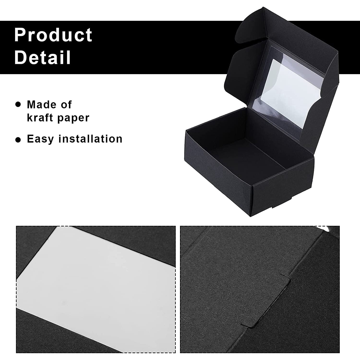 Buy 50 Pcs Mini Kraft Paper Box with Window Present Packaging Box Treat ...